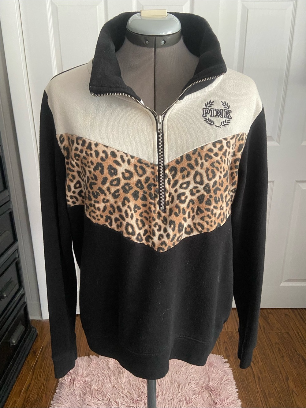Victoria's Secret PINK Black Pullover with Cream Trim